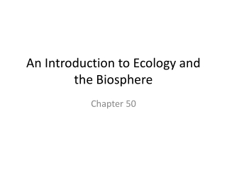 An Introduction to Ecology and the Biosphere