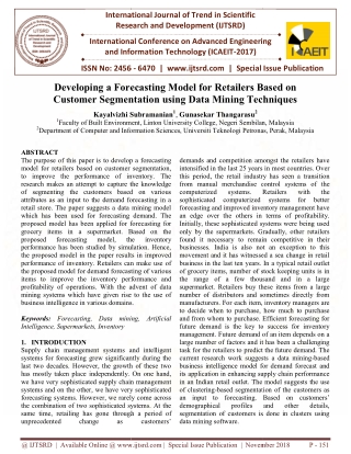 Developing a Forecasting Model for Retailers Based on Customer Segmentation using Data Mining Techniques