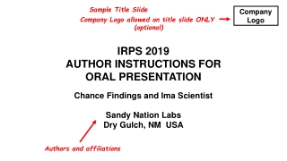 IRPS 2019 AUTHOR INSTRUCTIONS FOR ORAL PRESENTATION