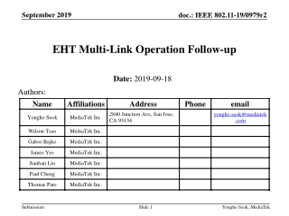 EHT Multi-Link Operation Follow-up