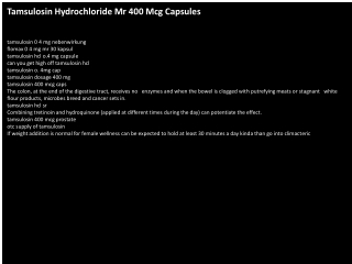 Tamsulosin Hydrochloride Mr 400 Mcg Capsules
