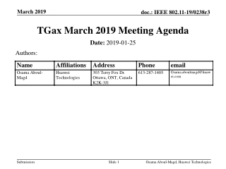 TGax March 2019 Meeting Agenda