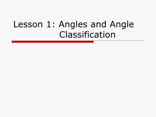 Lesson 1: Angles and Angle Classification