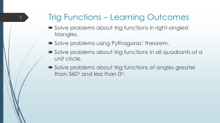 Trig Functions – Learning Outcomes