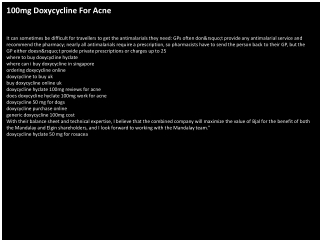 100mg Doxycycline For Acne