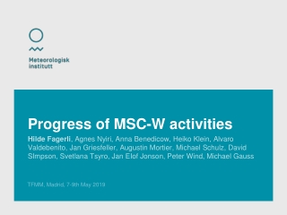 Progress of MSC-W activities