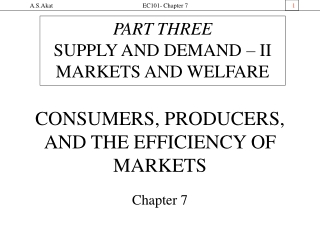 CONSUMERS, PRODUCERS, AND THE EFFICIENCY OF MARKETS