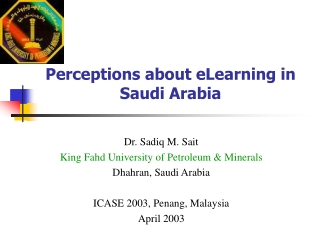 Perceptions about eLearning in Saudi Arabia