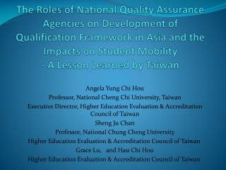 Angela Yung Chi Hou Professor, National Cheng Chi University, Taiwan