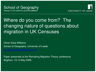 Where do you come from? The changing nature of questions about migration in UK Censuses