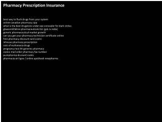 Pharmacy Prescription Insurance