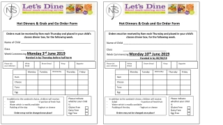 Hot Dinners &amp; Grab and Go Order Form