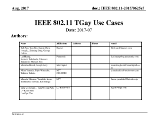 IEEE 802.11 TGay Use Cases