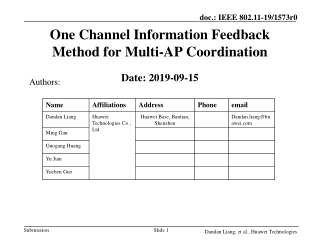 O ne Channel Information Feedback Method for Multi-AP Coordination