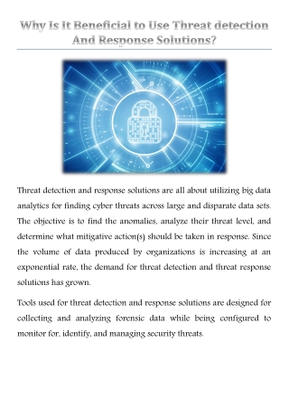 Why Is It Beneficial to Use Threat detection And Response Solutions?