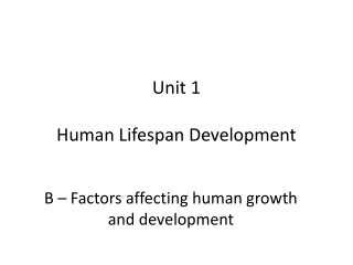 Unit 1 Human Lifespan Development