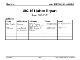 802.15 Liaison Report