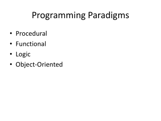 Programming Paradigms