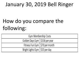 January 30, 2019 Bell Ringer