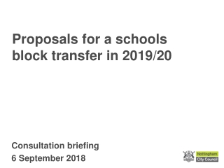Proposals for a schools block transfer in 2019/20