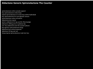 Aldactone Generic Spironolactone The Counter