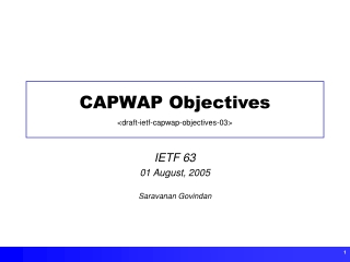 CAPWAP Objectives &lt;draft-ietf-capwap-objectives-03&gt;