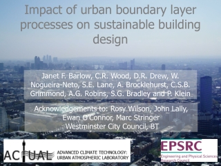 Impact of urban boundary layer processes on sustainable building design