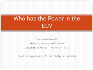 Who has the Power in the EU?