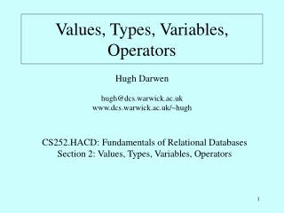 Values, Types, Variables, Operators