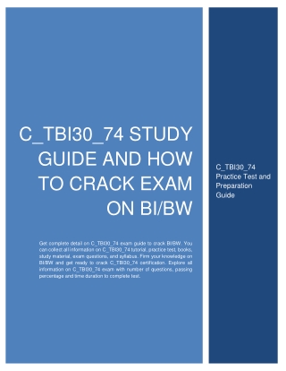 C-TBI30-74 Study Guide and How to Crack Exam on BI/BW