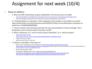 Assignment for next week (10/4)