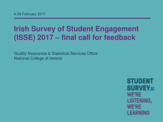 Irish Survey of Student Engagement (ISSE) 2017 – final call for feedback