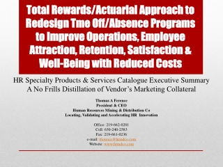 HR Specialty Products &amp; Services Catalogue Executive Summary