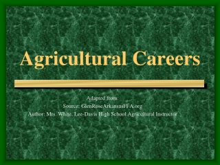 Agricultural Careers