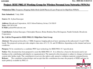 Project: IEEE P802.15 Working Group for Wireless Personal Area Networks (WPANs)