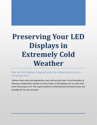 Preserving Your LED Displays in Extremely Cold Weather