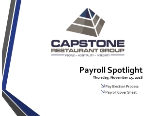 Payroll Spotlight Thursday, November 15, 2018