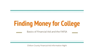 Finding Money for College