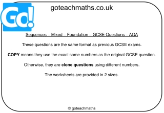 Sequences – Mixed – Foundation – GCSE Questions – AQA