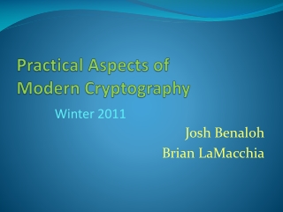 Practical Aspects of Modern Cryptography