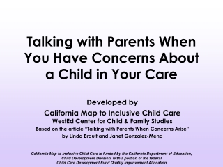 Talking with Parents When You Have Concerns About a Child in Your Care