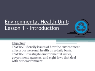 Environmental Health Unit : Lesson 1 - Introduction