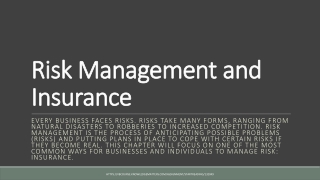 Risk Management and Insurance