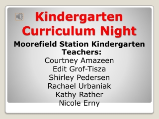 Kindergarten Curriculum Night