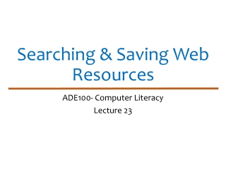 Searching &amp; Saving Web Resources