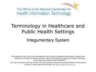 Terminology in Healthcare and Public Health Settings