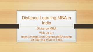 Distance Learning MBA in India