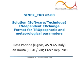 SINEX_TRO v2.00 Solution (Software/Technique) INdependent EXchange