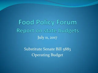 Food Policy Forum Report on state budgets