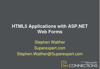 HTML5 Applications with ASP.NET Web Forms